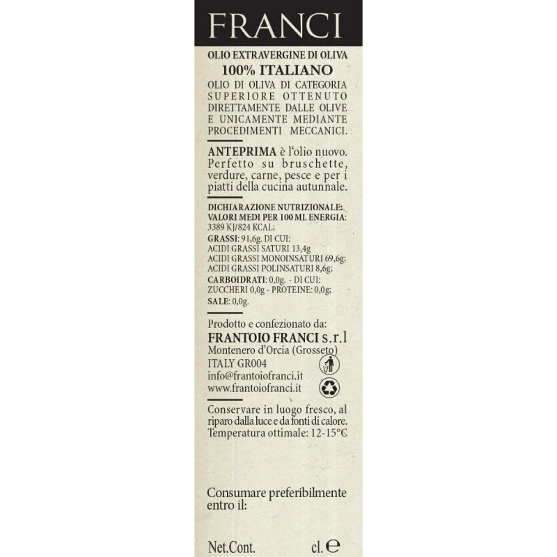 FranciExtra Virgin Olive Oil Anteprima 500ml - Image 2