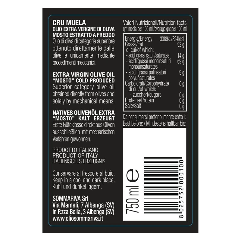 SommarivaExtra Virgin Olive Oil Cru Muela 750ml - Image 2
