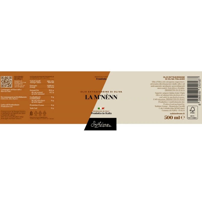 Sabino LeoneExtra Virgin Olive Oil La M'Nenn 500ml - Image 2