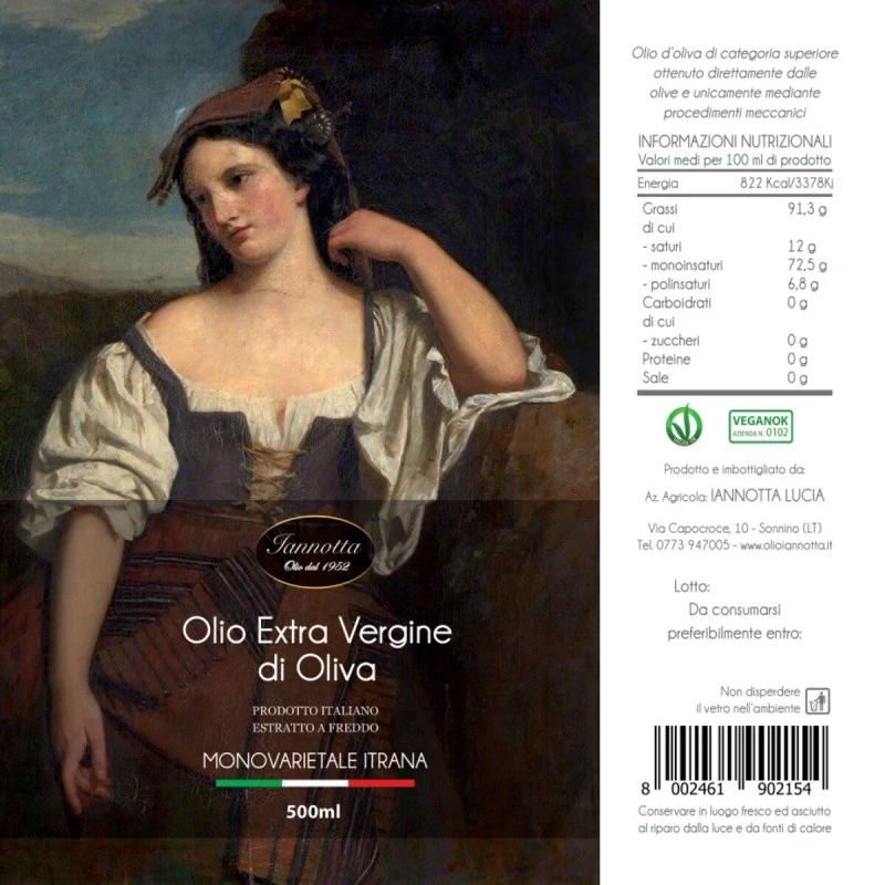 IannottaExtra Virgin Olive Oil Monovarietale Itrana 500ml - Image 2