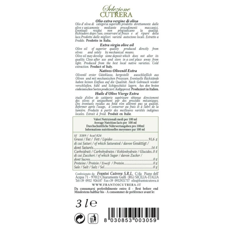 CutreraExtra Virgin Olive Oil Selezione Can 3l - Image 2
