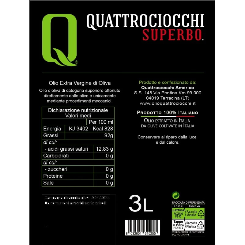 QuattrociocchiExtra Virgin Olive Oil Superbo Moraiolo Can 3l - Image 2