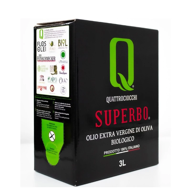 QuattrociocchiExtra Virgin Olive Oil Superbo Moraiolo Organic Bag In Box 3l